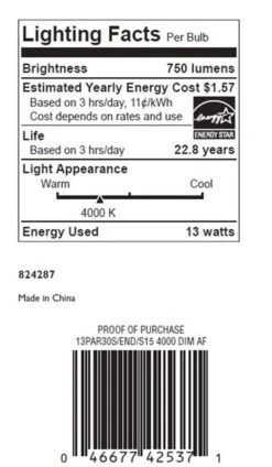 Philips LED Reflector Flood Retrofit (425371) 5 Philips LED Reflector Flood Retrofit (425371) -Philips 425371 Lighting Facts Labelmd