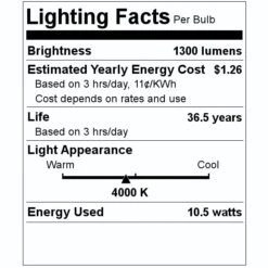 Philips LED Light Bulb (458430) -Philips 458430 Lighting Facts Labelmd