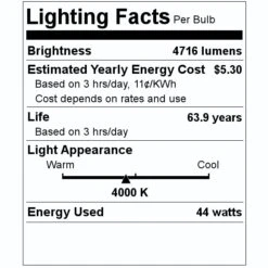 Philips LED Troffer Fixture (507152) -Philips 507152 Lighting Facts Labelmd