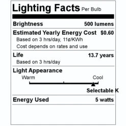Philips LED Light Bulb (3 Pack) (566695) 5 Philips LED Light Bulb (3 Pack) (566695) -Philips 566695 Lighting Facts Labelmd